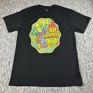 Disney "Oh Happy Day" Organic Cotton Tee Size L Black Walt/Mickey at Park Hippie